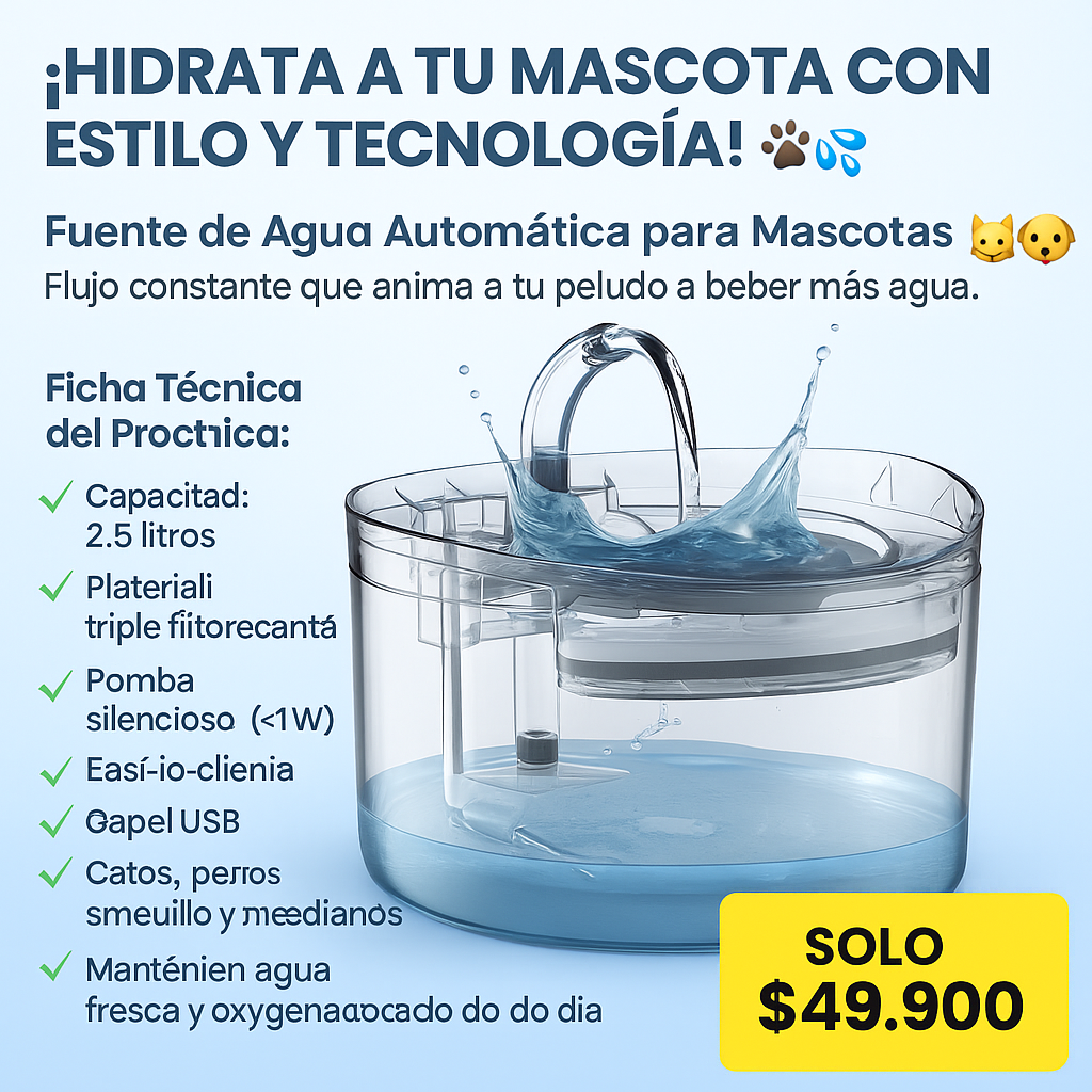 🐾 Dispensador de Agua para Mascotas – Hidratación Inteligente 💧