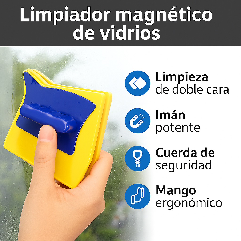 Limpiador Magnético de Vidrios – Para Ventanas Dobles o Cristales Gruesos