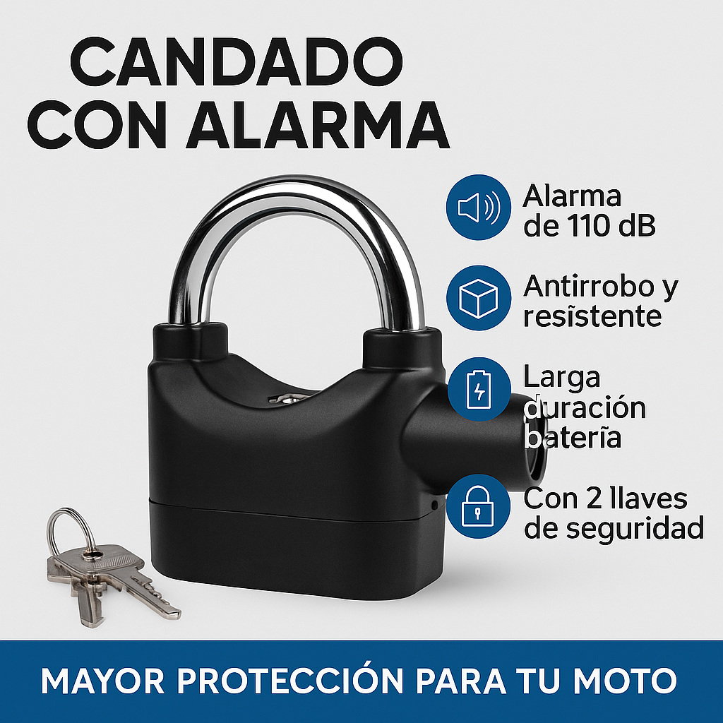 Candado con Alarma para Moto Kinbar – Máxima Seguridad con Alerta Sonora de 110dB