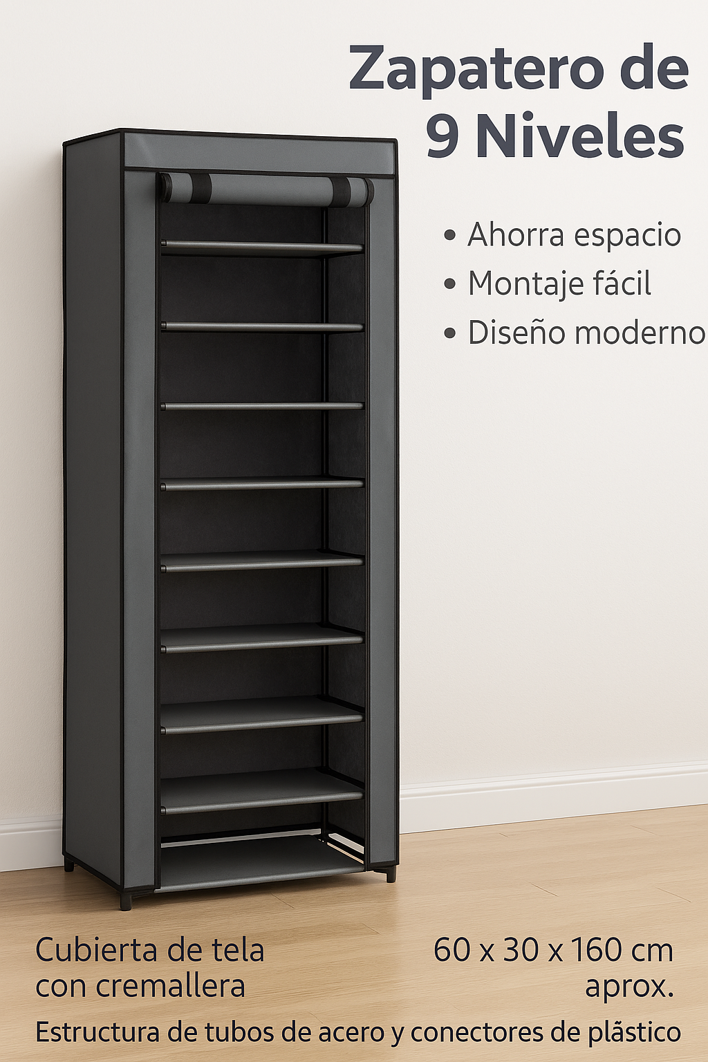 Zapatero de 9 Niveles con Tela – Organización Inteligente para tu Hogar