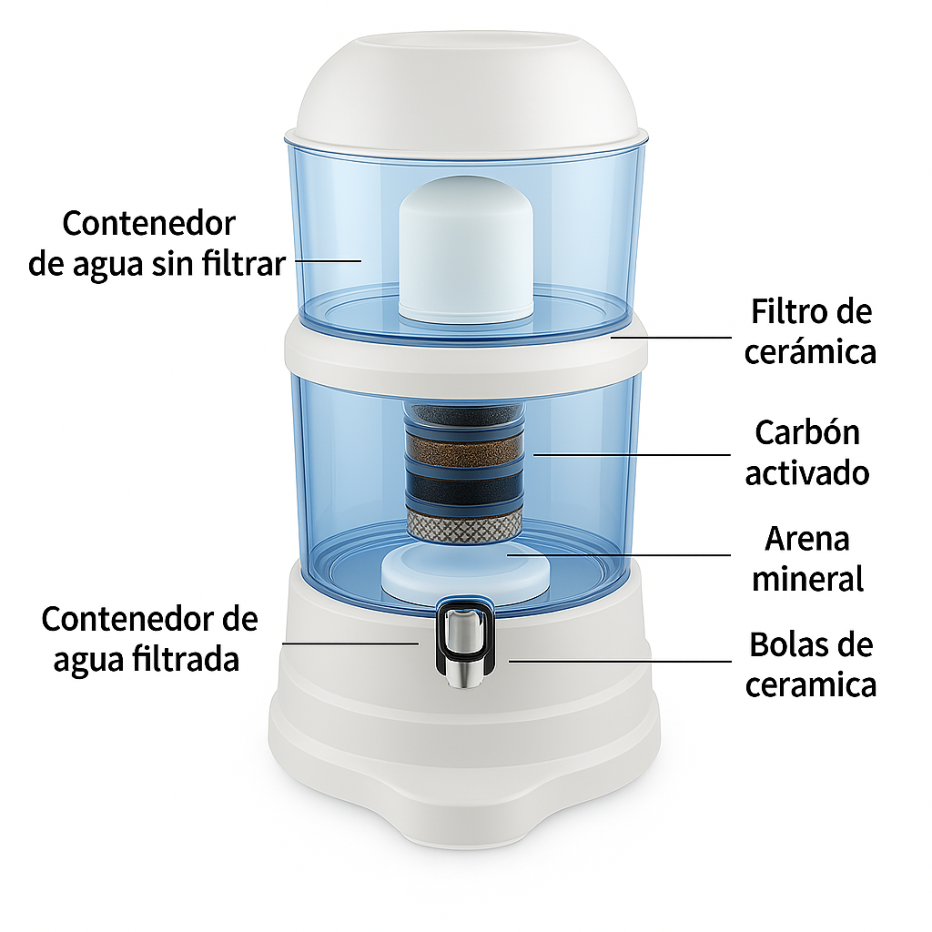 Purificador de Agua por Gravedad – 7 Niveles de Filtración | Sin Electricidad