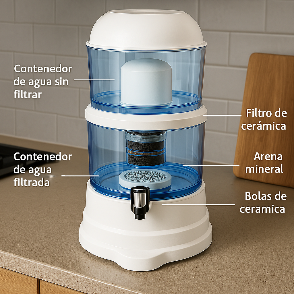 Purificador de Agua por Gravedad – 7 Niveles de Filtración | Sin Electricidad