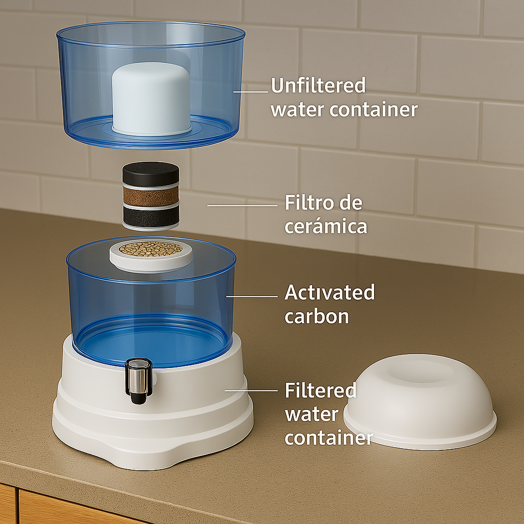 Purificador de Agua por Gravedad – 7 Niveles de Filtración | Sin Electricidad