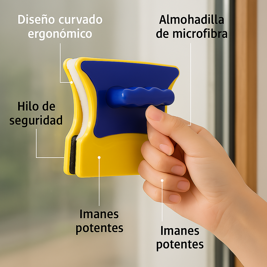 Limpiador Magnético de Vidrios – Para Ventanas Dobles o Cristales Gruesos