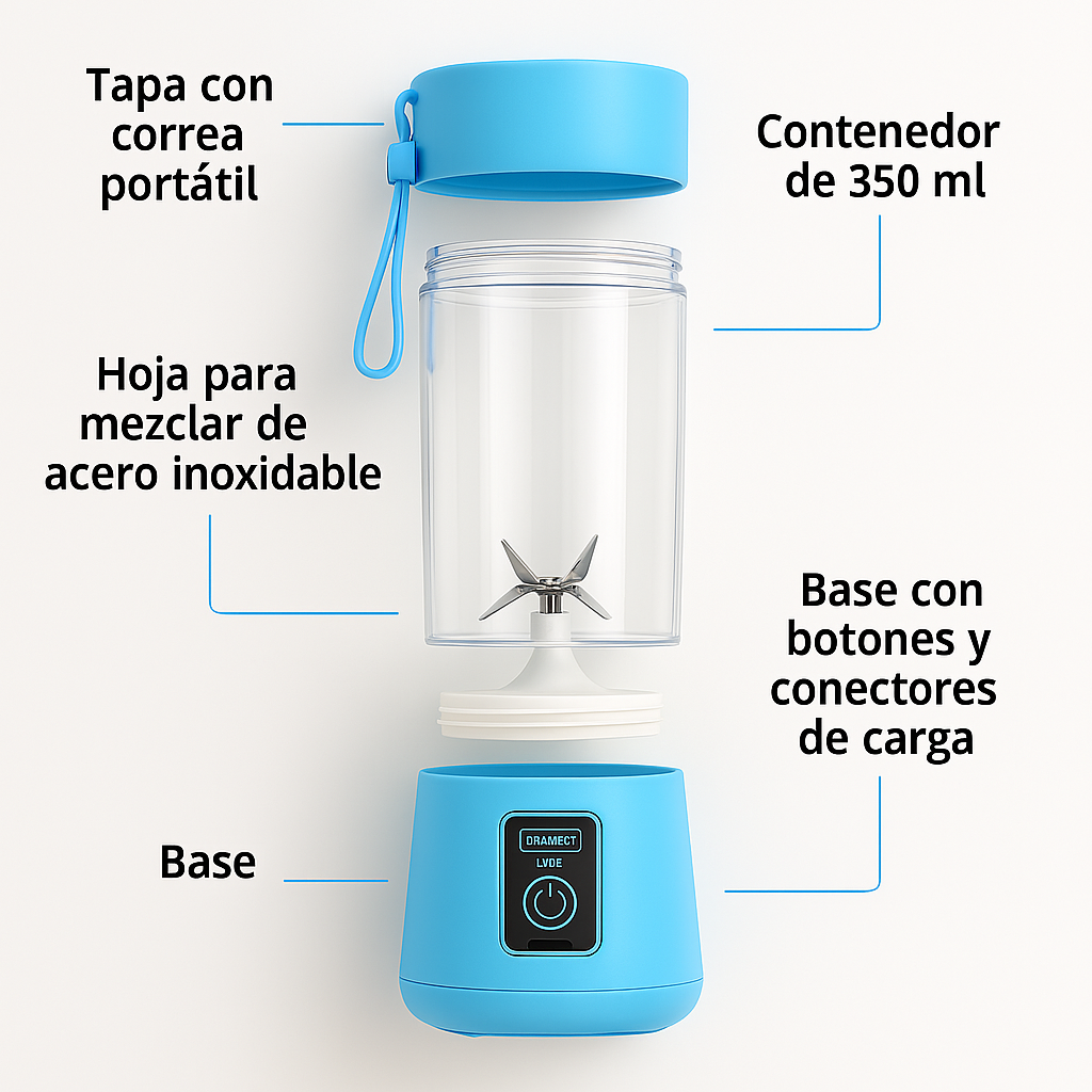 Licuadora Portátil Recargable USB – ¡Prepara tus batidos donde quieras!