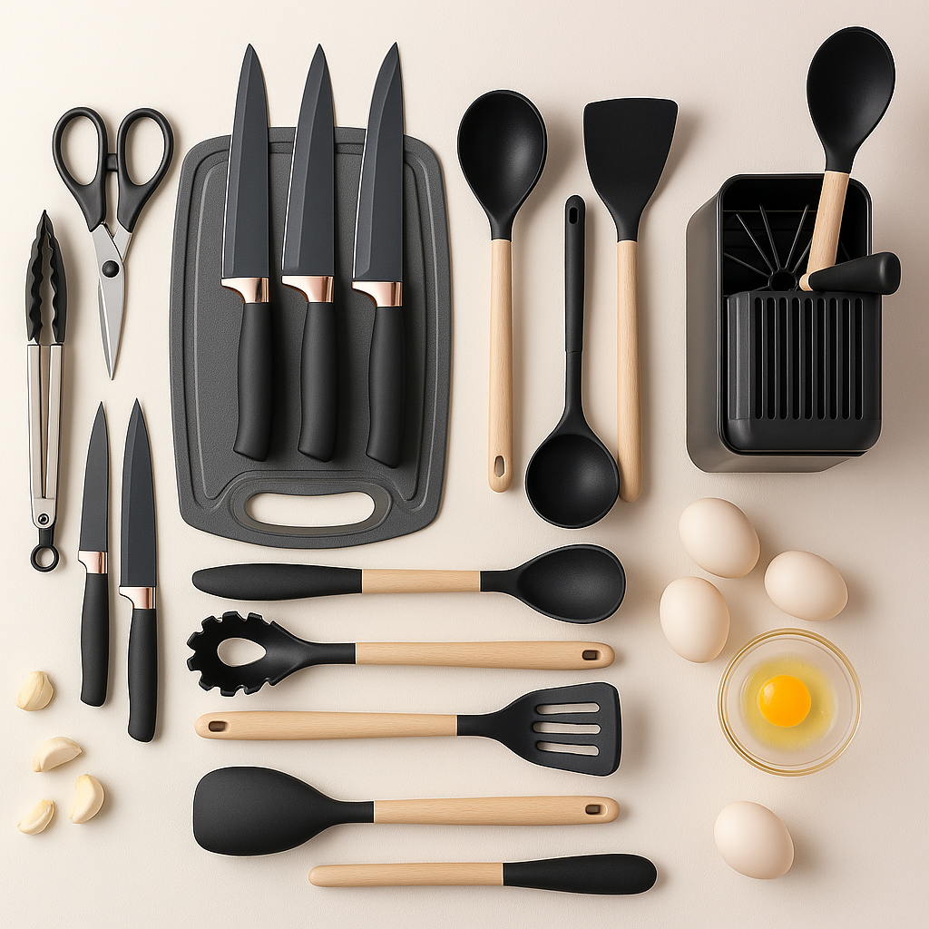 🍳 Juego de Utensilios de Cocina 19 Piezas – ¡Todo lo que necesitas en un solo set!