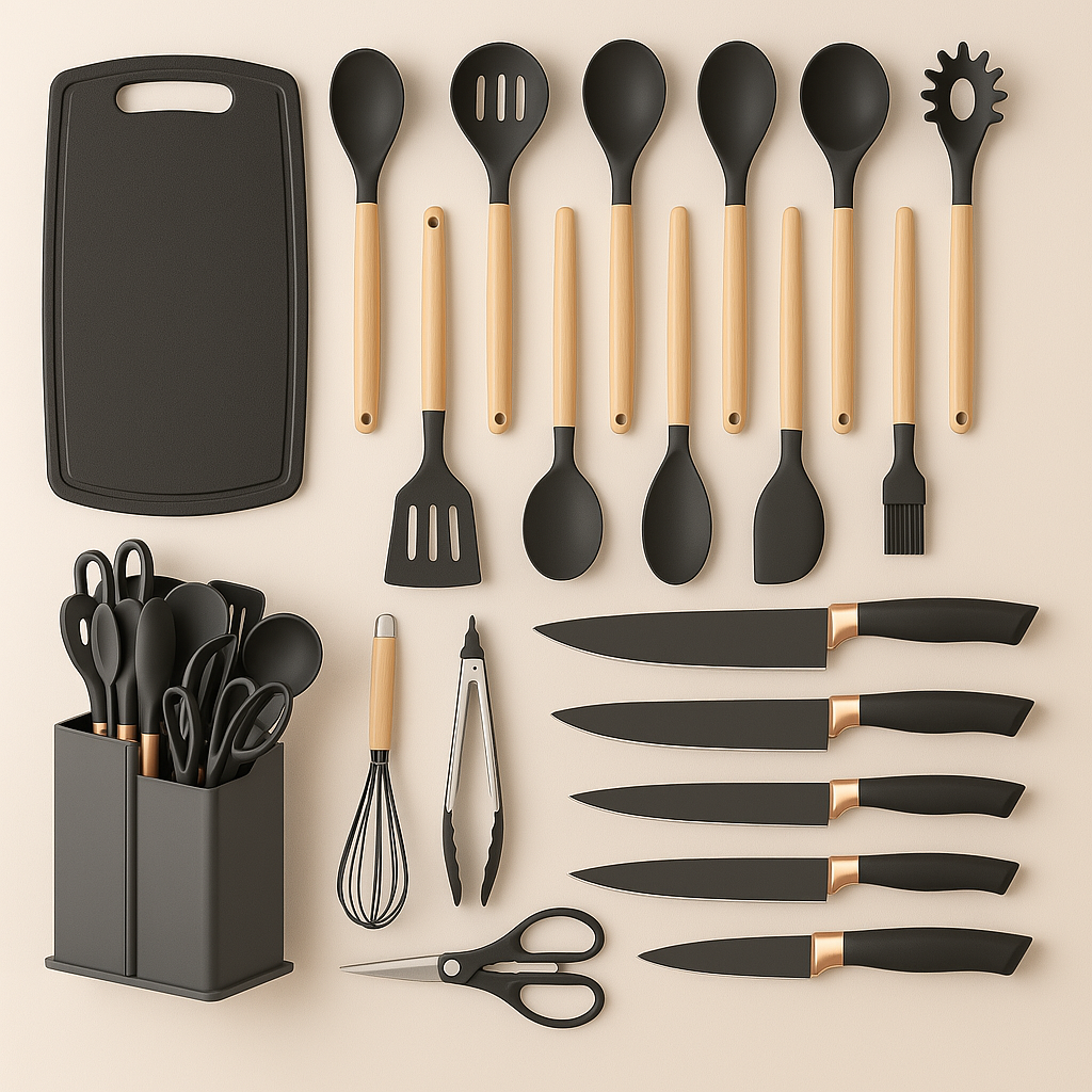🍳 Juego de Utensilios de Cocina 19 Piezas – ¡Todo lo que necesitas en un solo set!