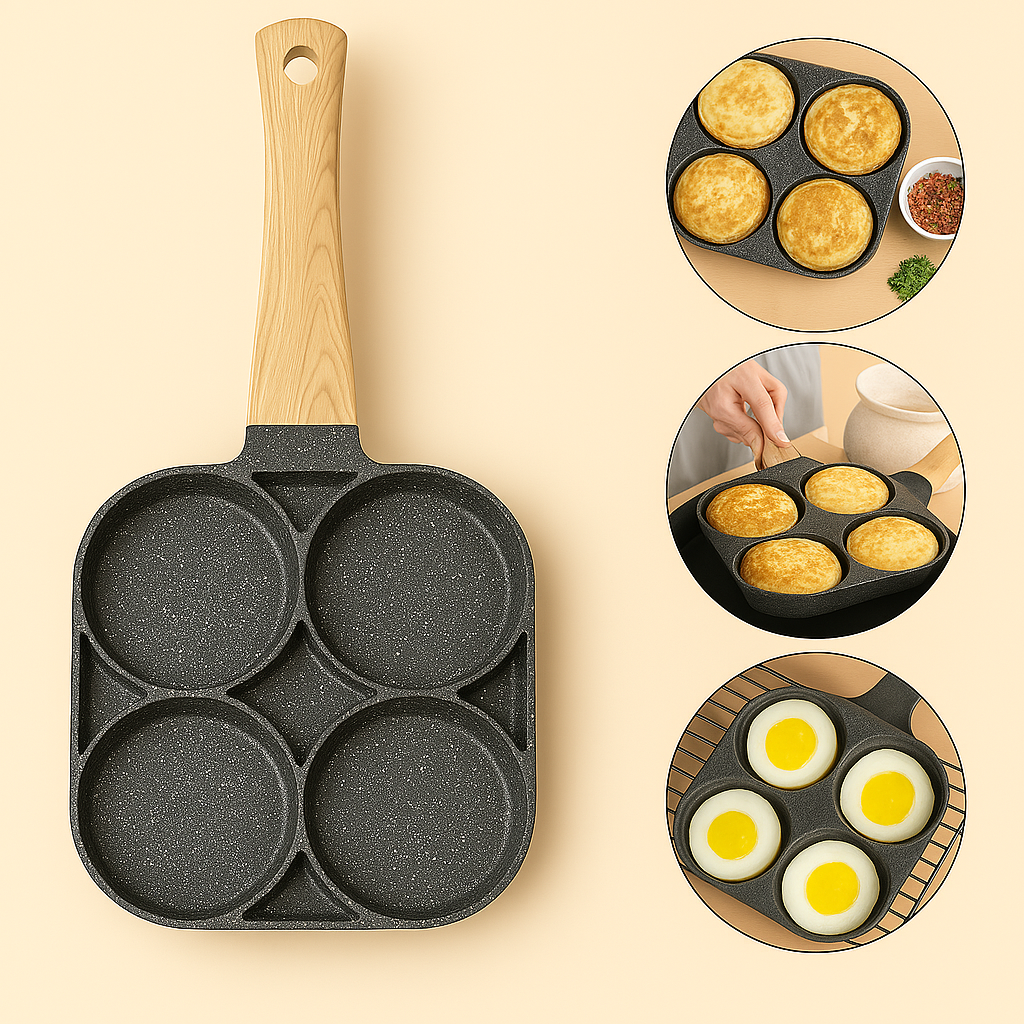 🍳 Sartén Antiadherente de 4 Puestos – ¡Desayunos rápidos, fáciles y perfectos!