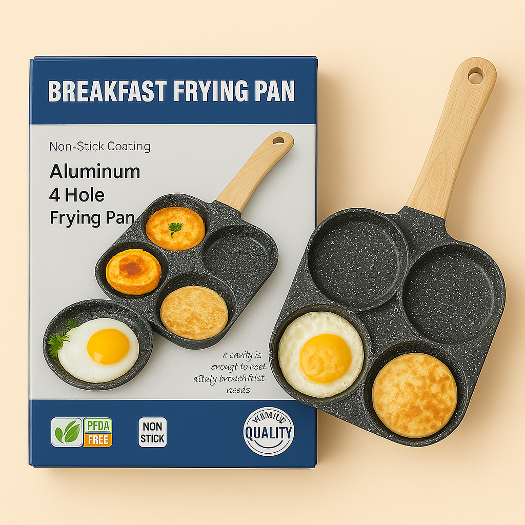 🍳 Sartén Antiadherente de 4 Puestos – ¡Desayunos rápidos, fáciles y perfectos!