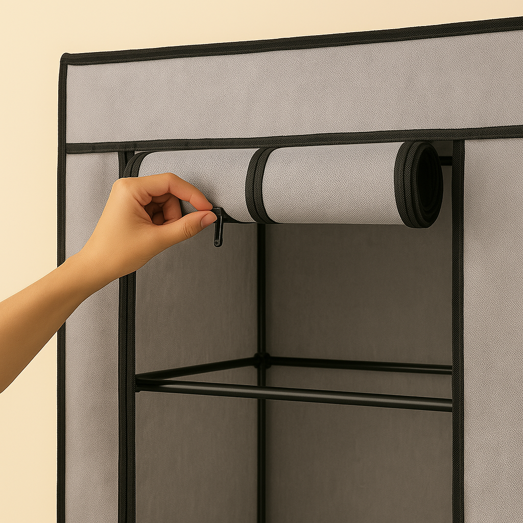 🟦 Clóset Ropero Armable 3 Puertas - Organizador Portátil Color Gris