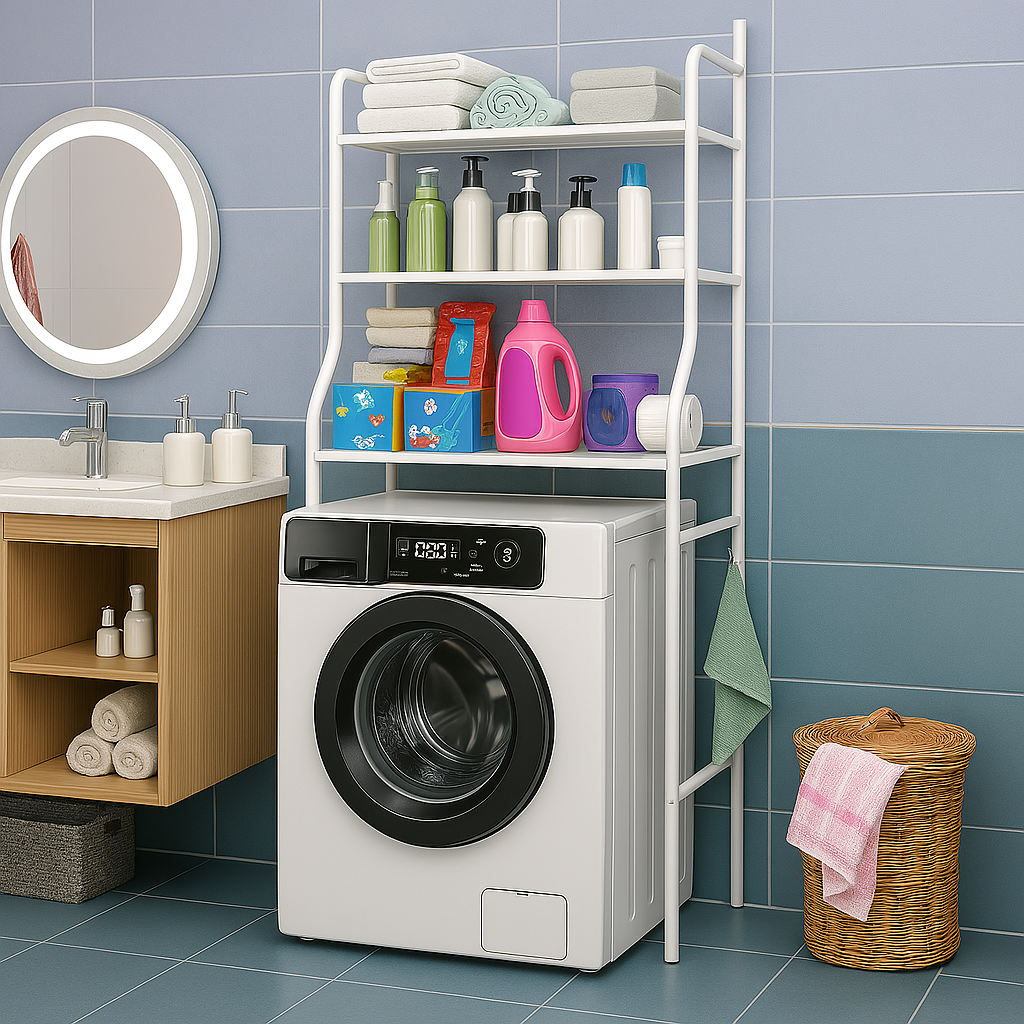 🧺✨ Organizador Estante Metálico para Lavadora o Baño – Rack de 3 Niveles (Color Blanco)