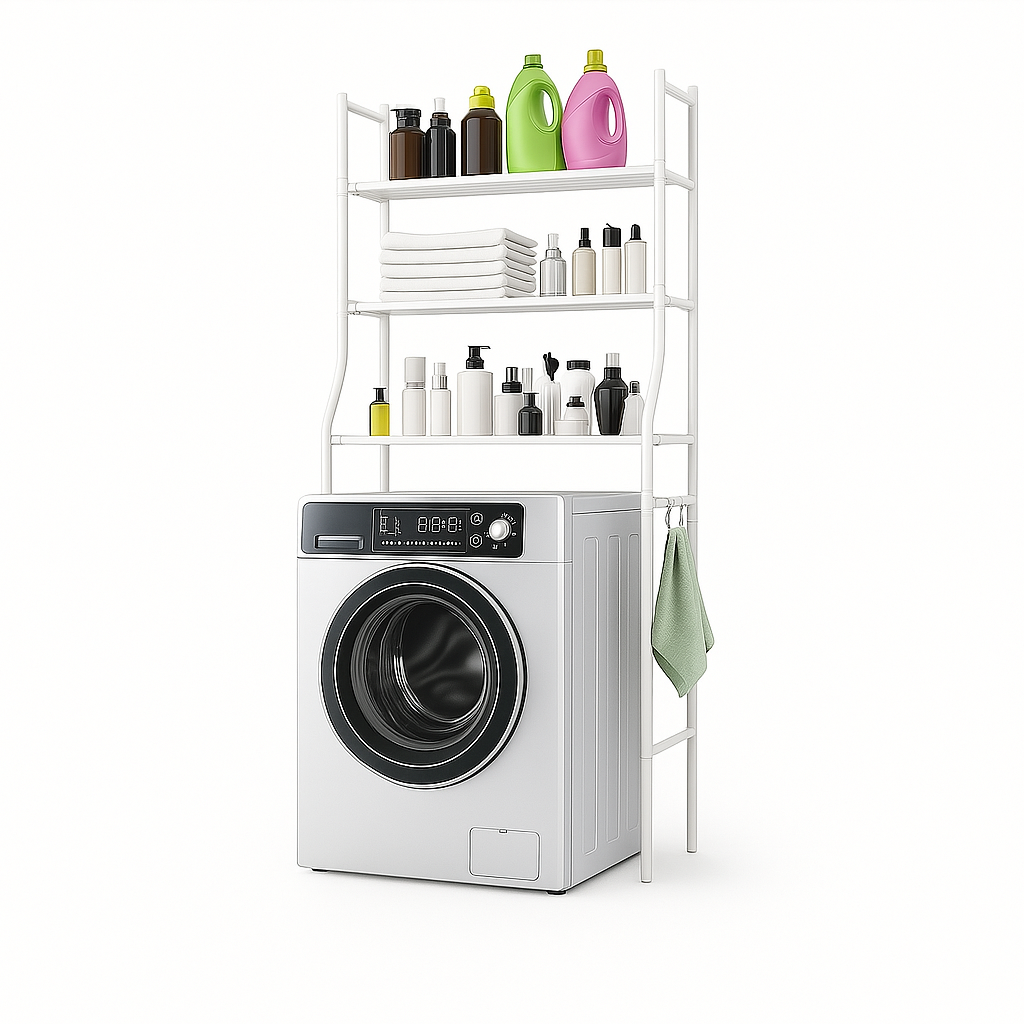 🧺✨ Organizador Estante Metálico para Lavadora o Baño – Rack de 3 Niveles (Color Blanco)