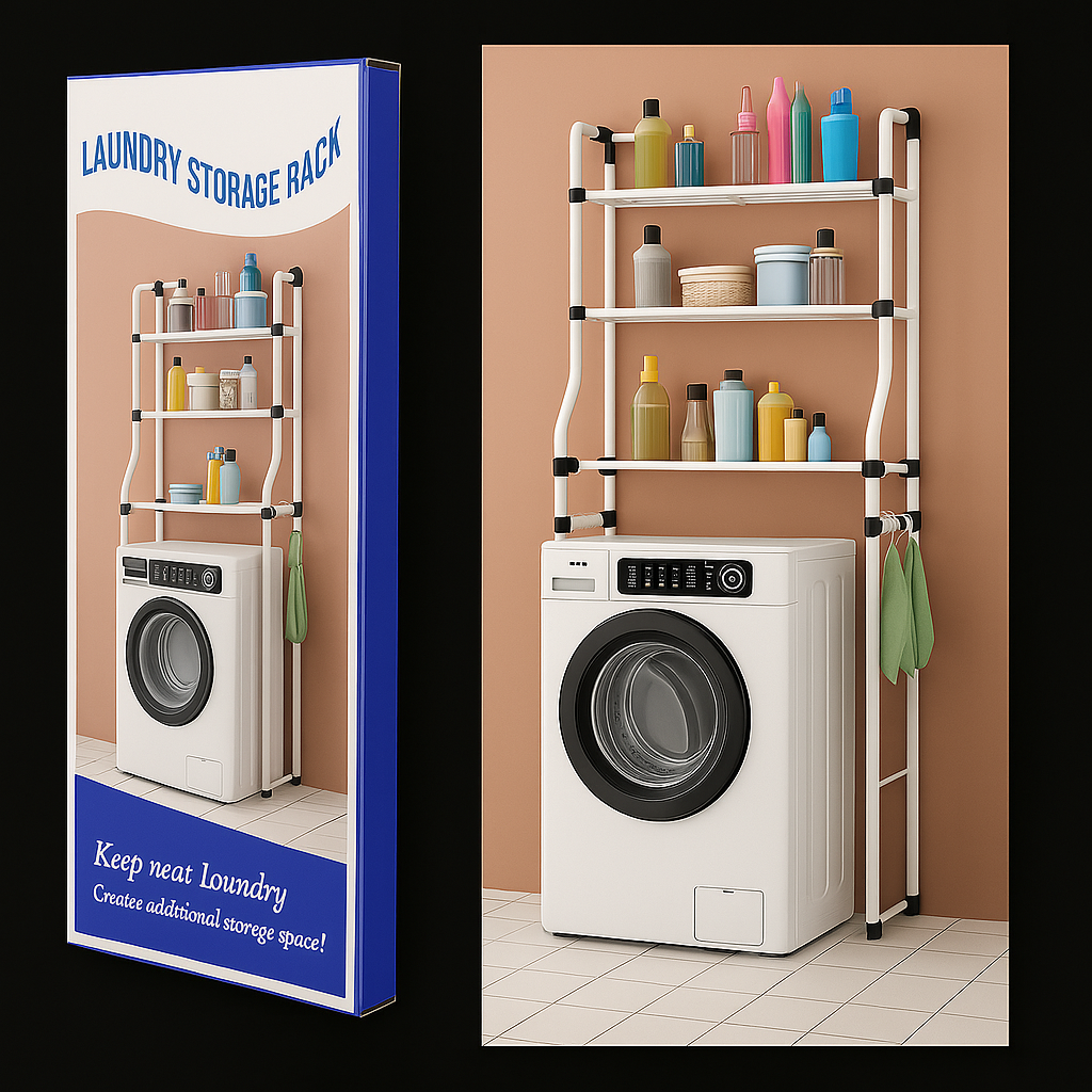 🧺✨ Organizador Estante Metálico para Lavadora o Baño – Rack de 3 Niveles (Color Blanco)
