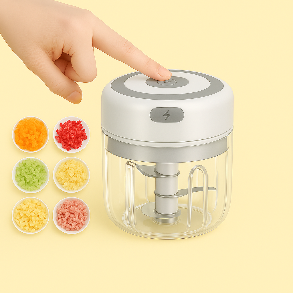 🔪⚡ Picatodo Portátil Recargable – Mini Picador de Carne y Verduras