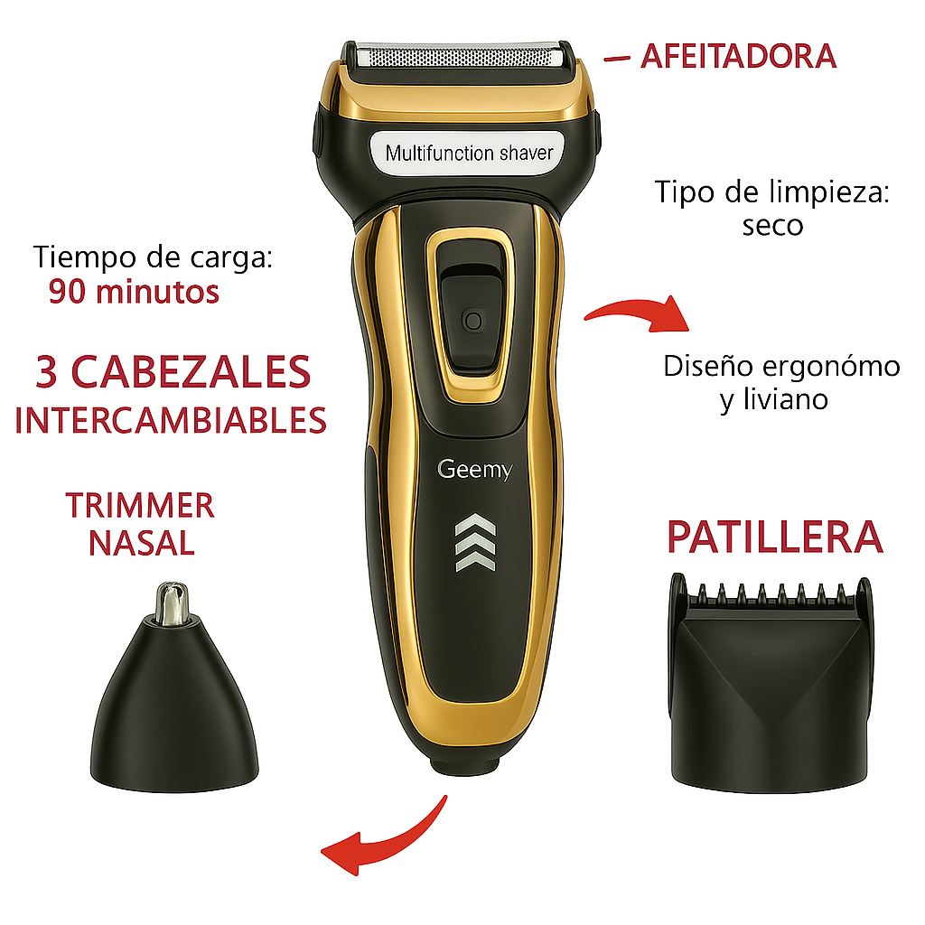 🧔♂️ Máquina Afeitadora y Cortadora de Pelo Geemy GM-595 – Estilo Profesional en Casa