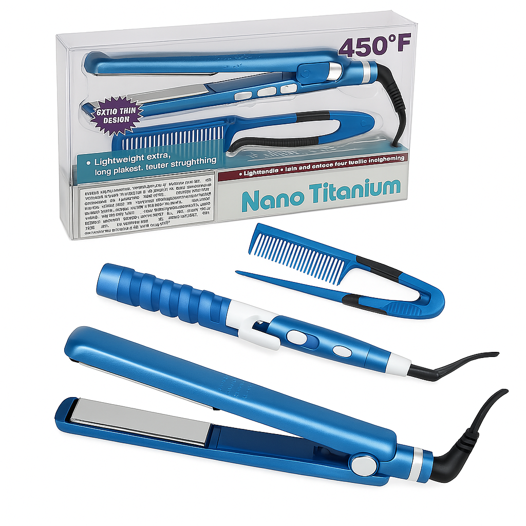 Combo Nano Titanium – Plancha, Peine y Rizador 🔥