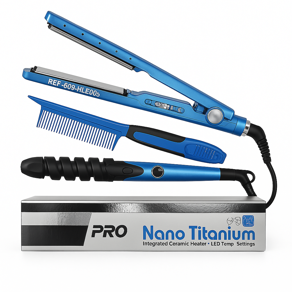 Combo Nano Titanium – Plancha, Peine y Rizador 🔥