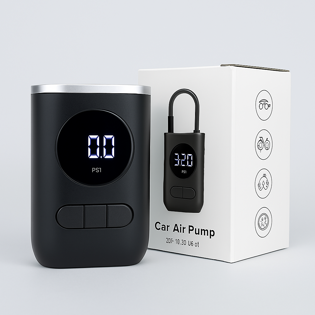 🔋 Mini Compresor Portátil Inteligente – Digital y Recargable
