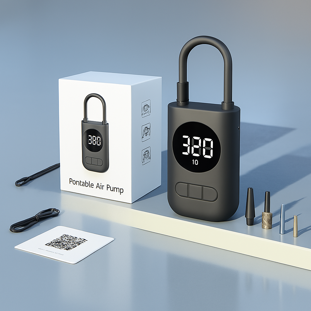 🔋 Mini Compresor Portátil Inteligente – Digital y Recargable