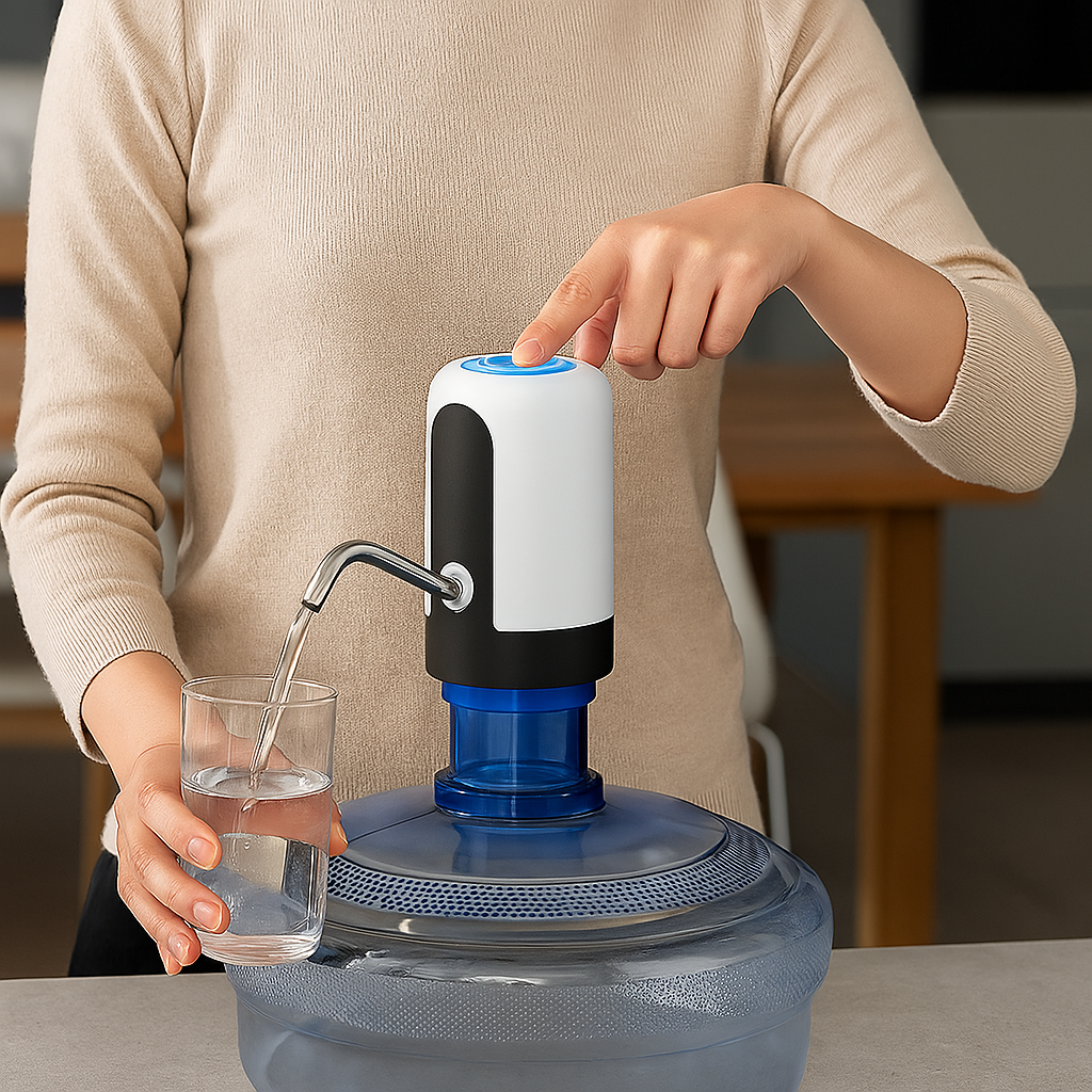 Bomba Eléctrica de Agua Recargable para Garrafón – Uso Inalámbrico y Botón de Un Toque