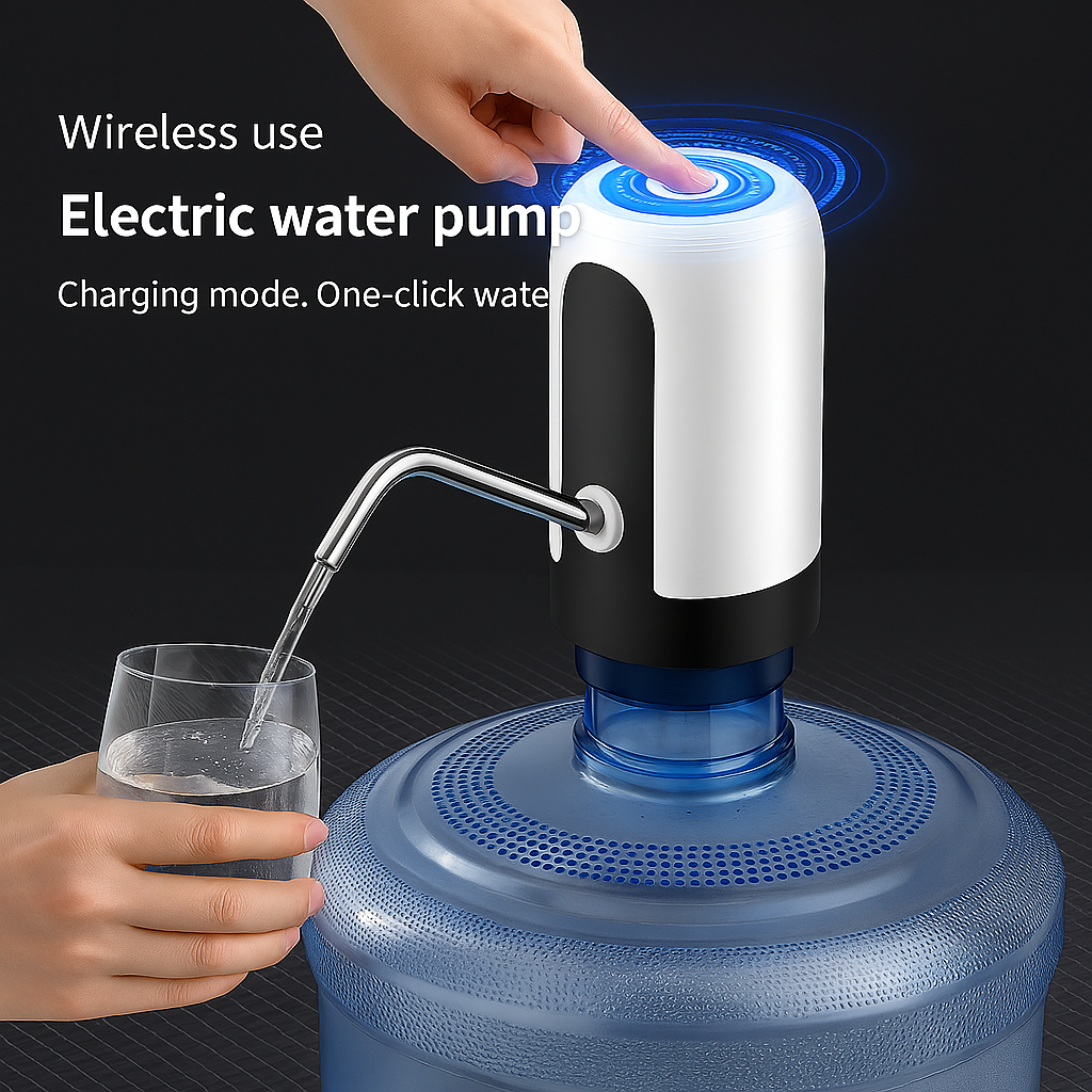 Bomba Eléctrica de Agua Recargable para Garrafón – Uso Inalámbrico y Botón de Un Toque