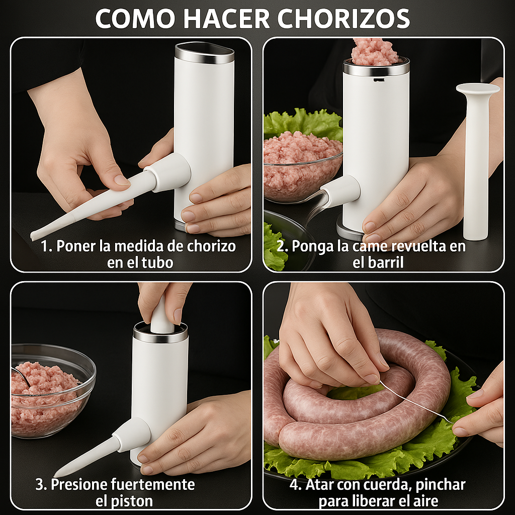 🌭💪 Máquina Embutidora Manual 2 en 1 – Para Carne y Salchichas