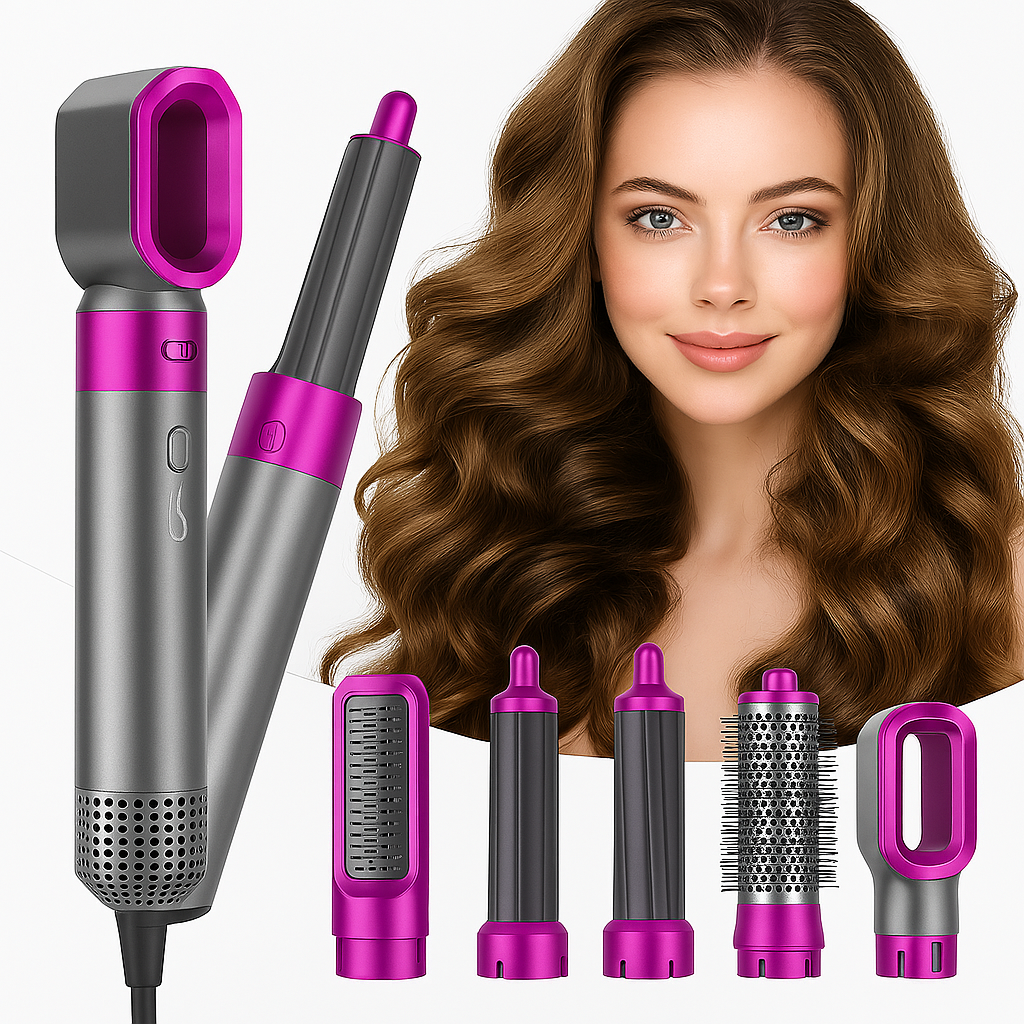💇‍♀️ Cepillo Secador Rizador 5 en 1 – ¡Transforma tu cabello como una profesional! 🌟✨